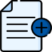 An icon of a document with a blue cross